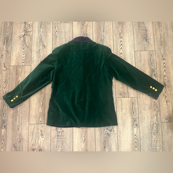 Vintage 90s Tabi International Velvet Blazer Green Gold Buttons size large - Picture 7 of 13